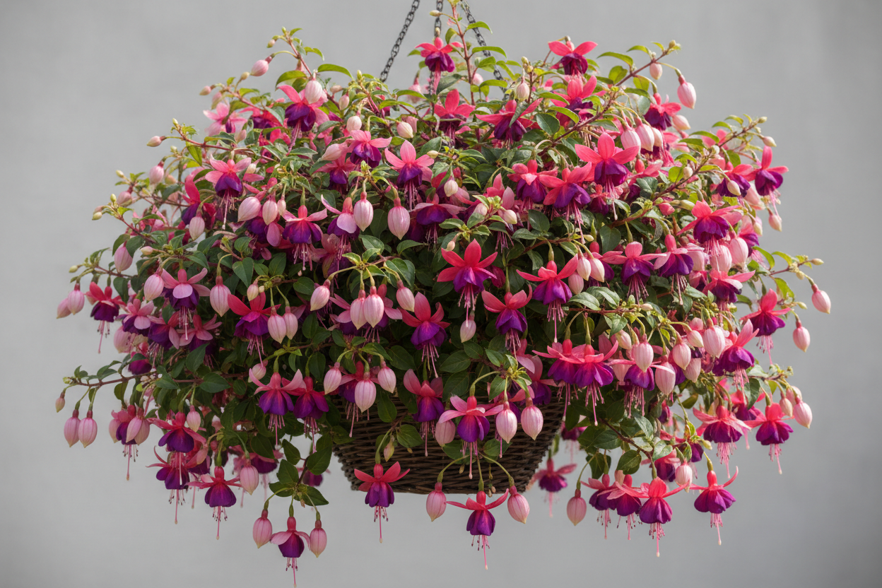 10" FUCHSIA BASKET - flowers from mid/late May